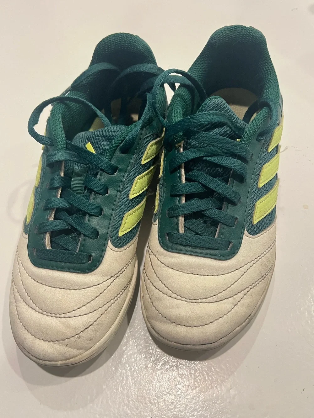 adidas Kids Dark Green, Cream & Yellow Athletic Sneakers